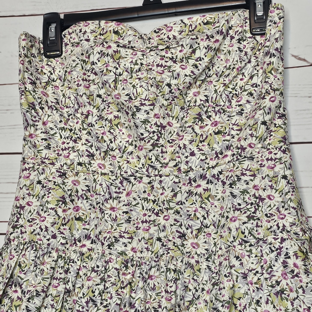 J. Crew Strapless Floral Tiered Mini Dress - Picture 6 of 13